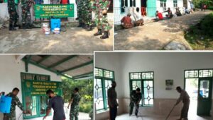 Koramil 0302 Warunggunung  Laksanakan Karya Bhakti Bersihkan Mushola Bersama Maayarakat
