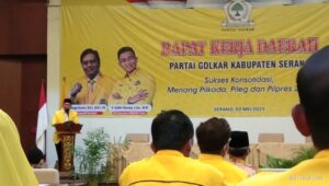 Teriakan “Andika Gubernur” dan “Fahmi Hakim Bupati” Menggema di Rakerda Golkar Kabupaten Serang