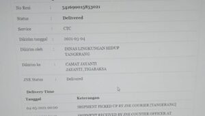 Surat Hasil Tes Lab DLHK, Nyangkut di JNE