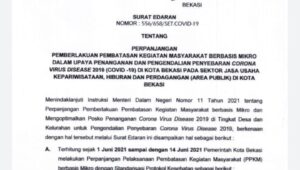 Pemerintah Kota Bekasi resmi perpanjang PPKM dari tanggal 1 Juni sampai 14 Juni 2021