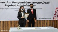 Kakanwil BPN Provinsi Banten Lantik Pejabat Administrator, Berikut Daftar Namanya