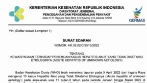 KEMENKES Terbitkan Surat Edaran Kewaspadaan Penemuan Hepatitis Akut Misterius