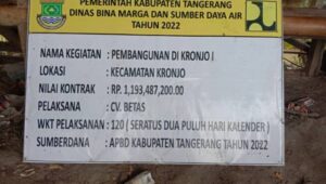 Pembangunan D.I Kronjo Satu Dari DBMSDA Kab Tangerang Di Duga Tanpa Pengawasan
