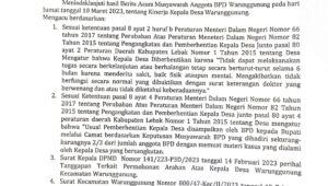 BPD Warunggunung Layangkan Surat Usulan Pemberhentian Kades Ke Bupati