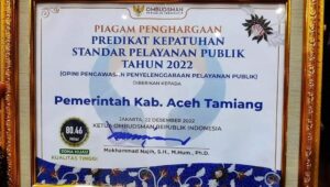 Pada Anugerah Kepatuhan Pelayanan Publik Aceh Tamiang Raih Predikat