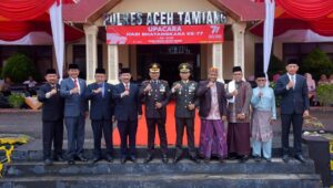 Pj Bupati Aceh Tamiang Hadiri Upacara HUT Polri ke 77