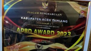 Pj Bupati Meurah Terima Penghargaan Tata Kelola Keuangan Daerah