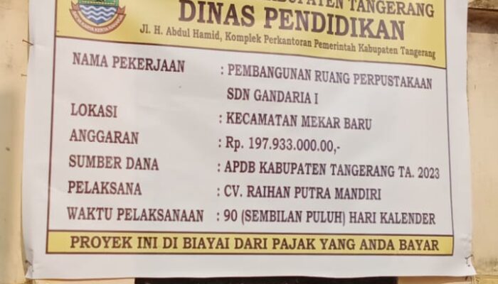 Jajaran Aktivis Pemantau Kinerja Kabupaten Tangerang Soroti Pembangun Gedung Sekolahan SD 2 Gandaria Diduga Ada kecurangan