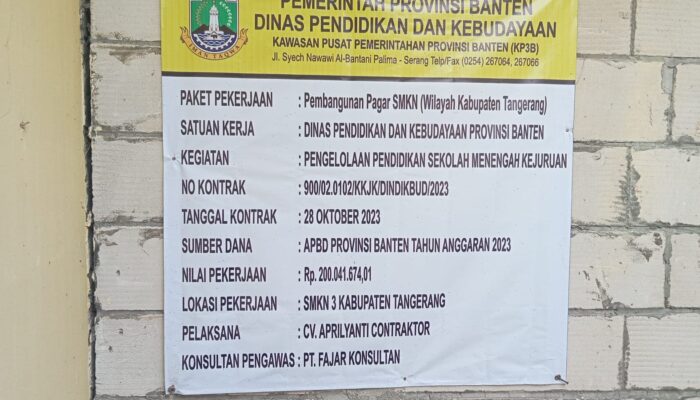 Proyek Pemagaran Di SMKN3 Tangerang Diduga Asal Jadi dan Tanpa Pengawasan