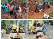 Alat Berat  di Datangkan Bantu Singkirkan Tanah Yang Menutupi Badan Jalan Desa Budiharja Sindangkasih