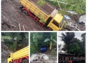 Mobil Truk Terjun Ke Sungai Dampak Hujan Turun Lebat