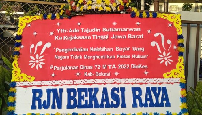 Dugaan Korupsi Perjalanan Dinkes 72 M TA 2022 Mengendap, RJN Kirimkan Karangan Bunga Ke Kejati Jabar