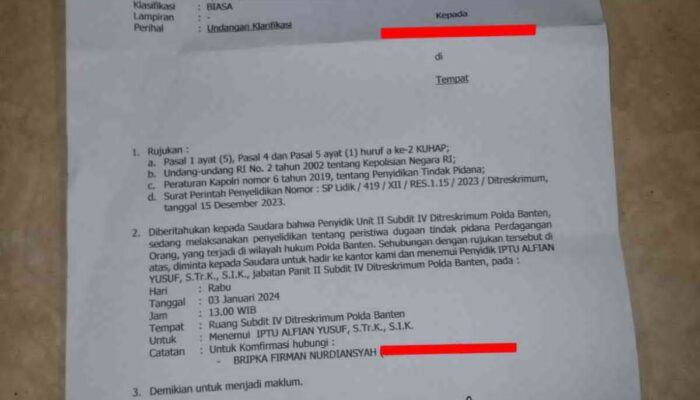 Penanganan Kasus Kematian  TKW Asal Kronjo yang Diduga Korban TPPO, DPP RJN Beri Apresiasi Polda Banten