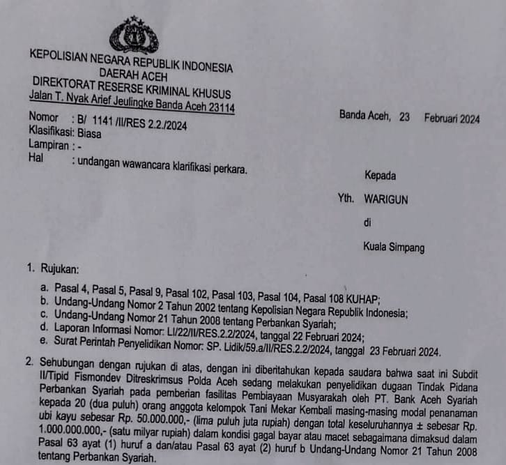 Sprint penyelidikan. Dok : mediaaceh.co.id/Ketua PWI Aceh Tamiang/ Syawaluddin)