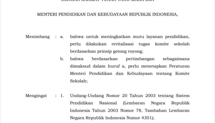 Komite Sekolah Tidak Boleh Lakukan Pungutan & Pengadaan Bahan Pakaian Seragam Disekolah, Ini Peraturanya