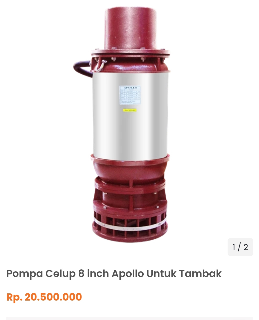 Poto : Screenshot google harga pompa Air Apollo 8 inch.
