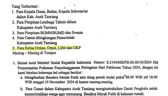 Peringati Hari Pahlawan 2024, Pemkab Himbau Masyarakat Kibarkan Bendera Merah Putih dan Hening Cipta