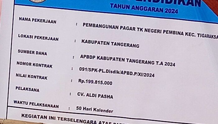 Pembangunan Pagar TK Negeri Pembina Tigaraksa dari Dinas Pendidikan Di Duga Gunakan Besi Tidak Standar