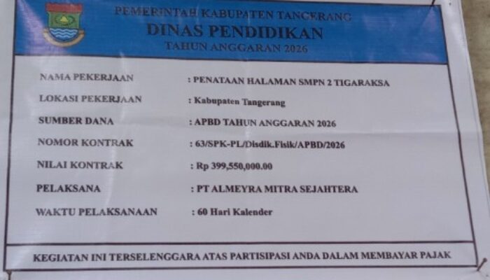 Rp399 Juta untuk “Penataan Halaman” SMPN 2 Tigaraksa, Mengapa di Lapangan Justru Pemagaran?